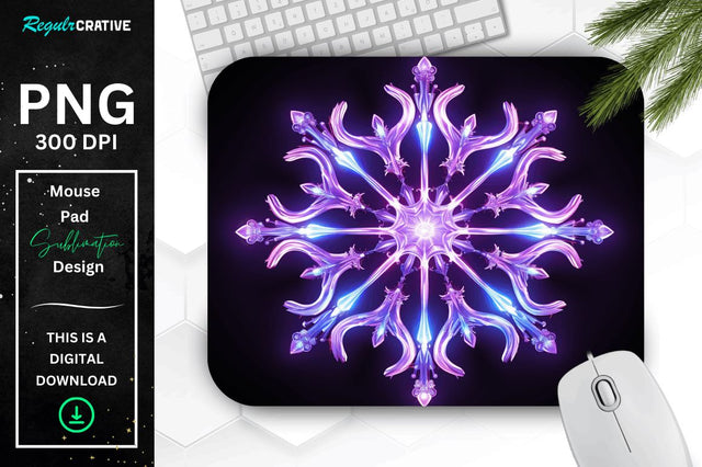 Glowing Lavender Snowflake Mouse Pad Sublimation Regulrcrative 