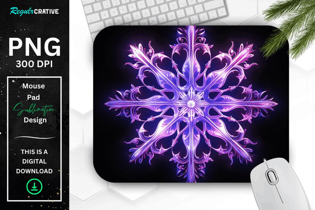 Glowing Lavender Snowflake Mouse Pad Sublimation Regulrcrative 