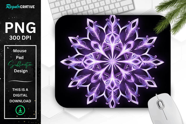 Glowing Lavender Snowflake Mouse Pad Sublimation Regulrcrative 
