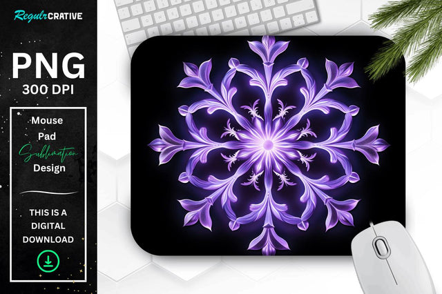 Glowing Lavender Snowflake Mouse Pad Sublimation Regulrcrative 