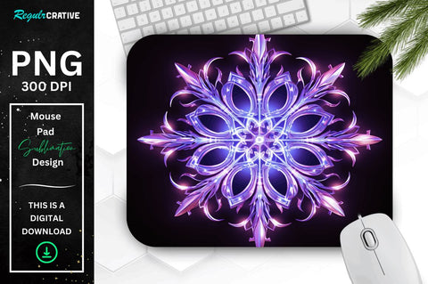 Glowing Lavender Snowflake Mouse Pad Sublimation Regulrcrative 