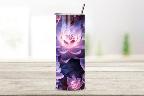 Glowing Lotus Bloom Tumbler Wrap, Seamless PNG Wrap Sublimation FloridPrintables 