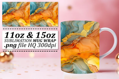 Glowing Marble Design Mug Wrap, Sublimation, 11oz 15oz Sublimation afrosvg 