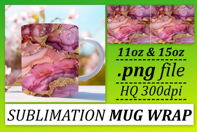 Glowing Marble Pattern Mug Wrap, Sublimation, 11oz 15oz Sublimation afrosvg 