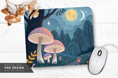 Glowing Mushroom Fantasy Mousepad Sublimation Regulrcrative 