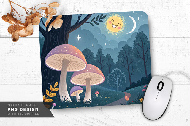 Glowing Mushroom Fantasy Mousepad Sublimation Regulrcrative 