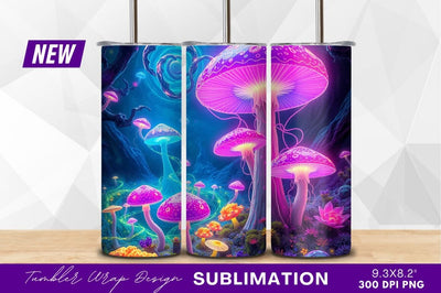 Glowing mushroom forest wonderland tumbler png Sublimation Regulrcrative 