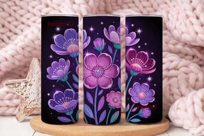 Glowing Neon Flowers 20oz Tumbler Wrap Sublimation DesignSVG 