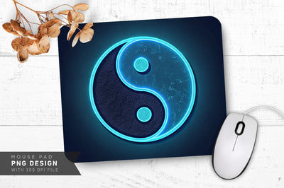 Glowing Neon Yin-Yang Balance Mouse Pad PNG Design Sublimation Regulrcrative 