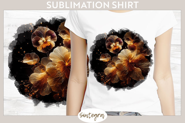 Glowing Pansies v4 T-shirt Sublimation Sublimation Sintegra 
