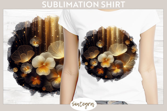 Glowing Pansies v6 T-shirt Sublimation Sublimation Sintegra 