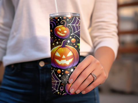 Glowing Pumpkin Halloween Tumbler wrap Sublimation PNG Sublimation Luvleigh Digitals 
