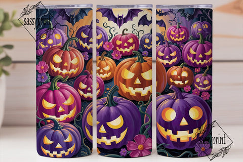 Glowing Purple Pumpkins 20oz Tumbler Sublimation sassyprint 