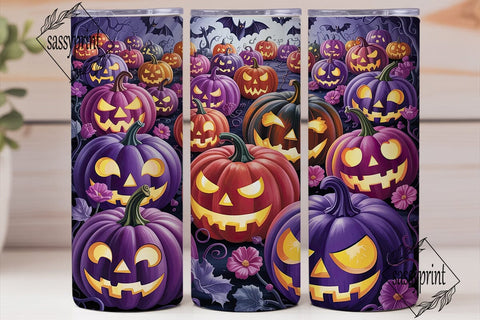 Glowing Purple Pumpkins 20oz Tumbler Sublimation sassyprint 