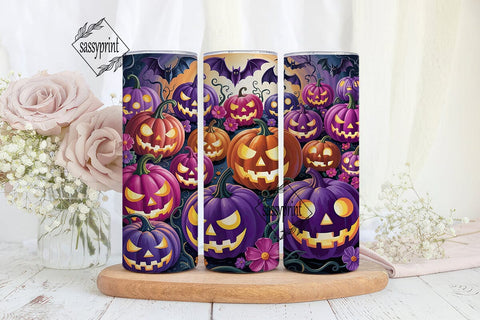 Glowing Purple Pumpkins 20oz Tumbler Sublimation sassyprint 