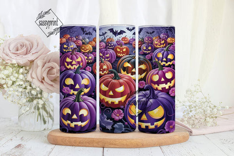 Glowing Purple Pumpkins 20oz Tumbler Sublimation sassyprint 