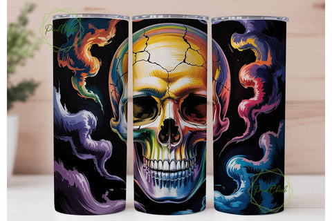 Glowing Skull 20oz Tumbler Wrap Sublimation PixelChick 