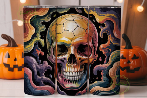 Glowing Skull 20oz Tumbler Wrap Sublimation PixelChick 