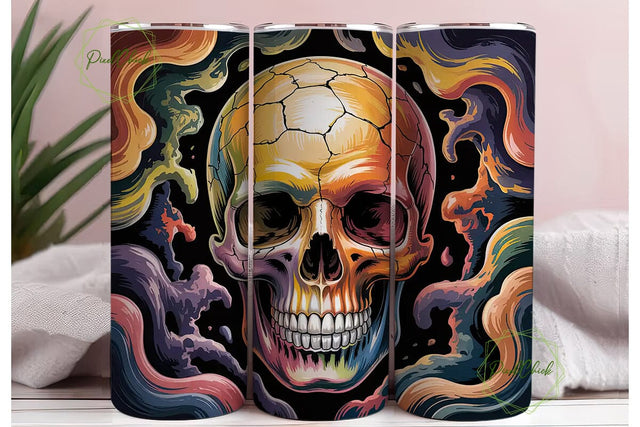Glowing Skull 20oz Tumbler Wrap Sublimation PixelChick 