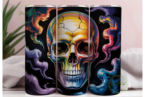 Glowing Skull 20oz Tumbler Wrap Sublimation PixelChick 