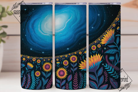 Glowing Sunflowers Night 20oz Tumbler Sublimation sassyprint 