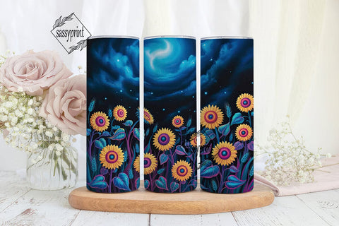 Glowing Sunflowers Night 20oz Tumbler Sublimation sassyprint 