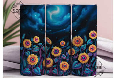 Glowing Sunflowers Night 20oz Tumbler Sublimation sassyprint 