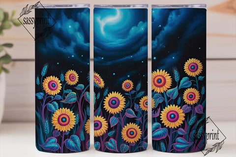 Glowing Sunflowers Night 20oz Tumbler Sublimation sassyprint 