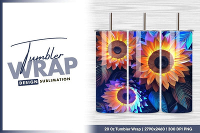 Glowing Sunflowers With Abstract Floral Background Sublimation Regulrcrative 