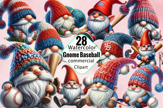 Gnome Baseball Sublimation Clipart Bundle Sublimation SVGArt 
