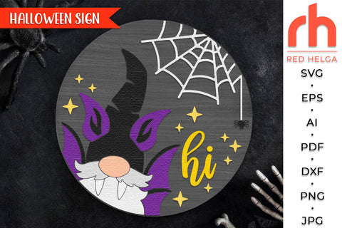 Gnome Bat SVG, Halloween Door Sign Cut File, Spooky Hanger SVG RedHelgaArt 