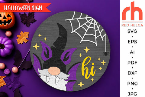Gnome Bat SVG, Halloween Door Sign Cut File, Spooky Hanger SVG RedHelgaArt 