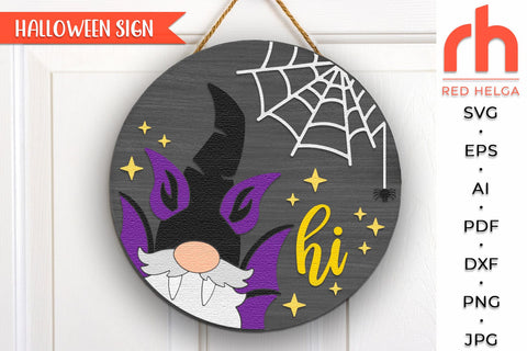 Gnome Bat SVG, Halloween Door Sign Cut File, Spooky Hanger SVG RedHelgaArt 