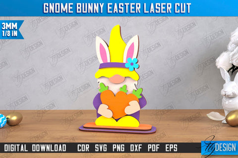 Gnome Bunny Easter Bundle | Easter Bunny | Easter Design | Home Décor | CNC Files SVG Fly Design 