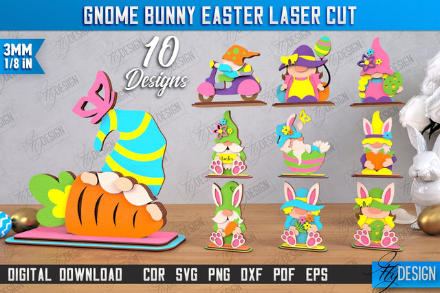 Gnome Bunny Easter Bundle | Easter Bunny | Easter Design | Home Décor | CNC Files SVG Fly Design 