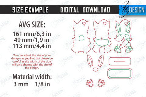 Gnome Bunny Easter Bundle | Easter Bunny | Easter Design | Home Décor | CNC Files SVG Fly Design 