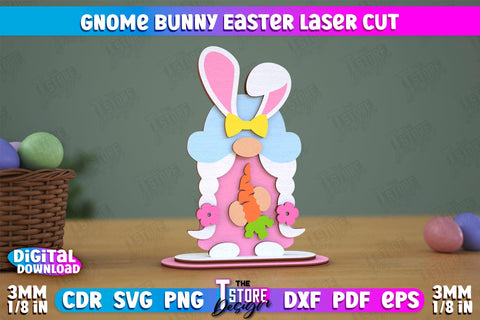 Gnome Bunny Easter Bundle | Easter Bunny | Easter Design | Home Décor | CNC Files SVG The T Store Design 