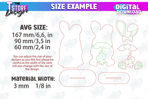 Gnome Bunny Easter Bundle | Easter Bunny | Easter Design | Home Décor | CNC Files SVG The T Store Design 