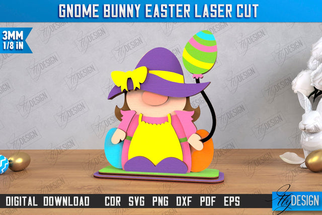 Gnome Bunny Easter | Easter Bunny | Easter Design | Home Décor | CNC File SVG Fly Design 
