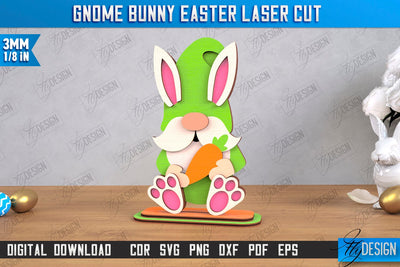 Gnome Bunny Easter | Easter Bunny | Easter Design | Home Décor | CNC File SVG Fly Design 