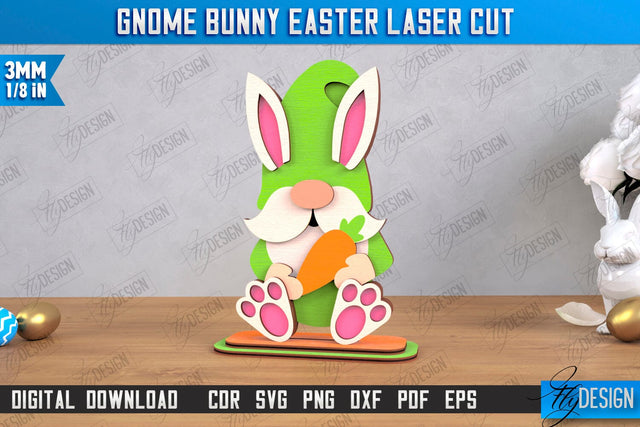 Gnome Bunny Easter | Easter Bunny | Easter Design | Home Décor | CNC File SVG Fly Design 