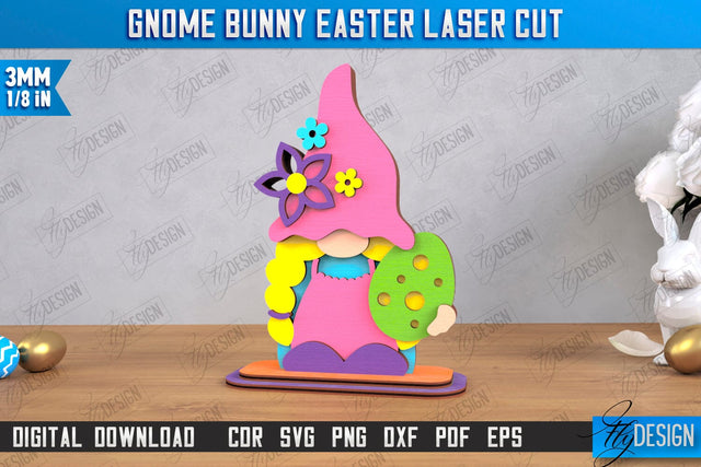 Gnome Bunny Easter | Easter Bunny | Easter Design | Home Décor | CNC File SVG Fly Design 