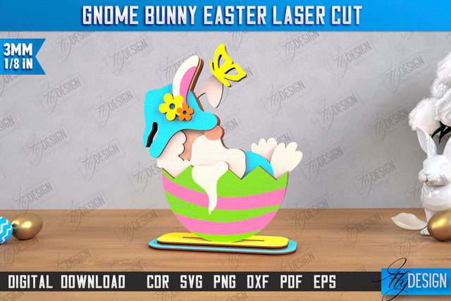 Gnome Bunny Easter | Easter Bunny | Easter Design | Home Décor | CNC File SVG Fly Design 