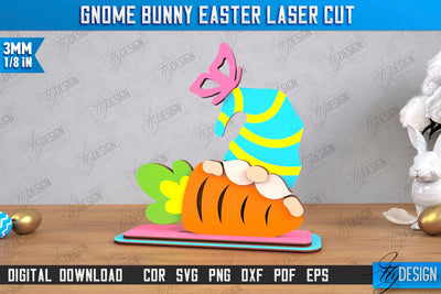 Gnome Bunny Easter | Easter Bunny | Easter Design | Home Décor | CNC File SVG Fly Design 