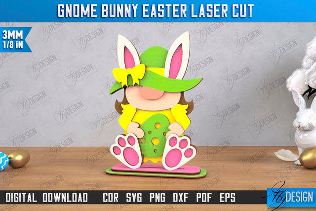 Gnome Bunny Easter | Easter Bunny | Easter Design | Home Décor | CNC File SVG Fly Design 