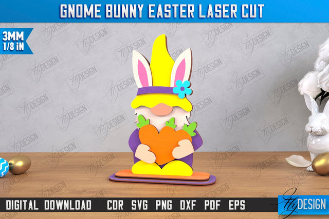 Gnome Bunny Easter | Easter Bunny | Easter Design | Home Décor | CNC File SVG Fly Design 