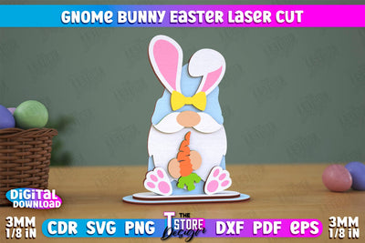 Gnome Bunny Easter | Easter Bunny | Easter Design | Home Décor | CNC File SVG The T Store Design 