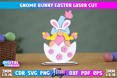 Gnome Bunny Easter | Easter Bunny | Easter Design | Home Décor | CNC File SVG The T Store Design 