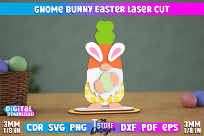 Gnome Bunny Easter | Easter Bunny | Easter Design | Home Décor | CNC File SVG The T Store Design 