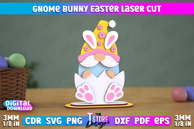 Gnome Bunny Easter | Easter Bunny | Easter Design | Home Décor | CNC File SVG The T Store Design 